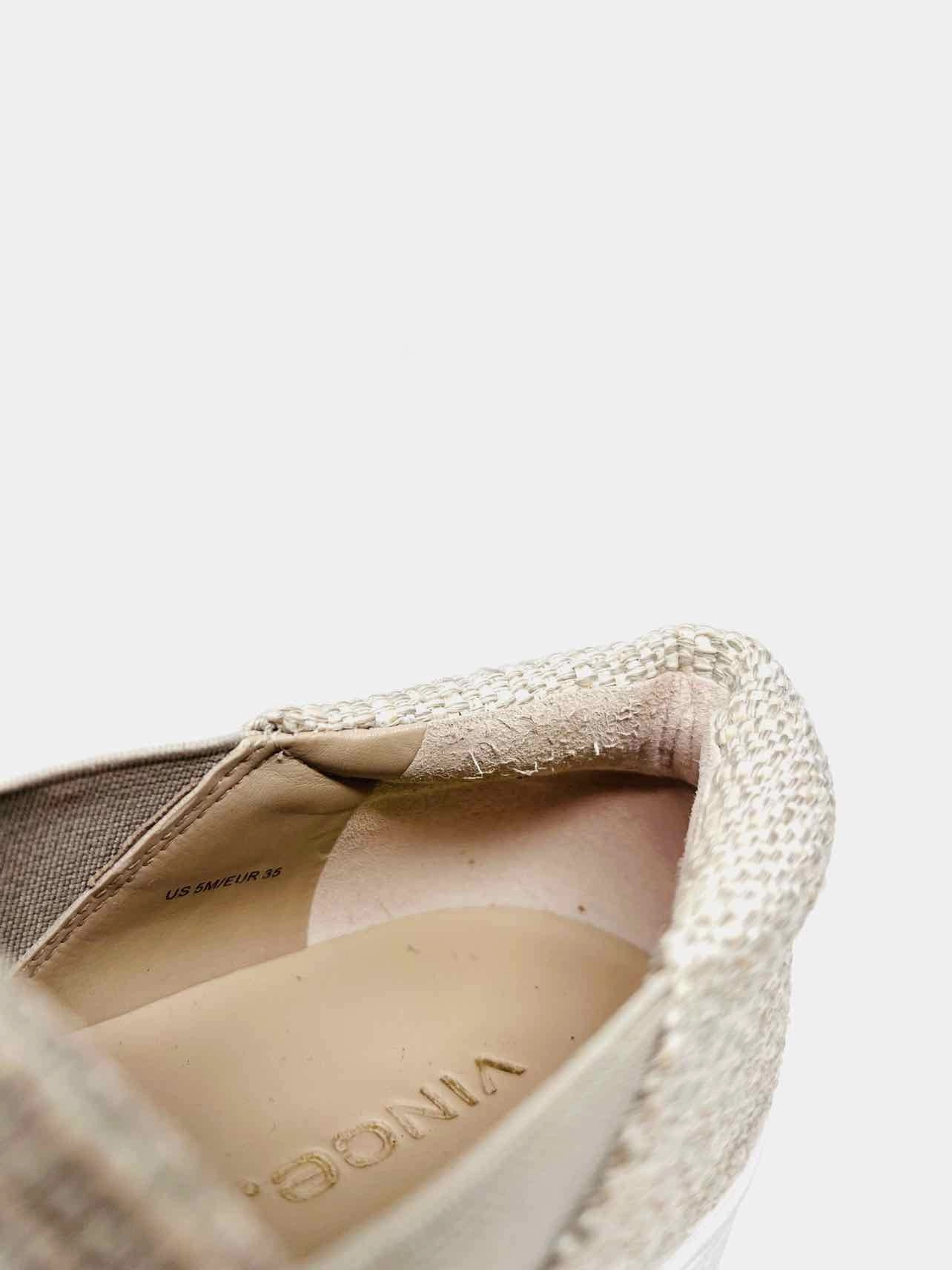 Vince Size 5 Beige/White Platform Slip-On Designer Sneakers