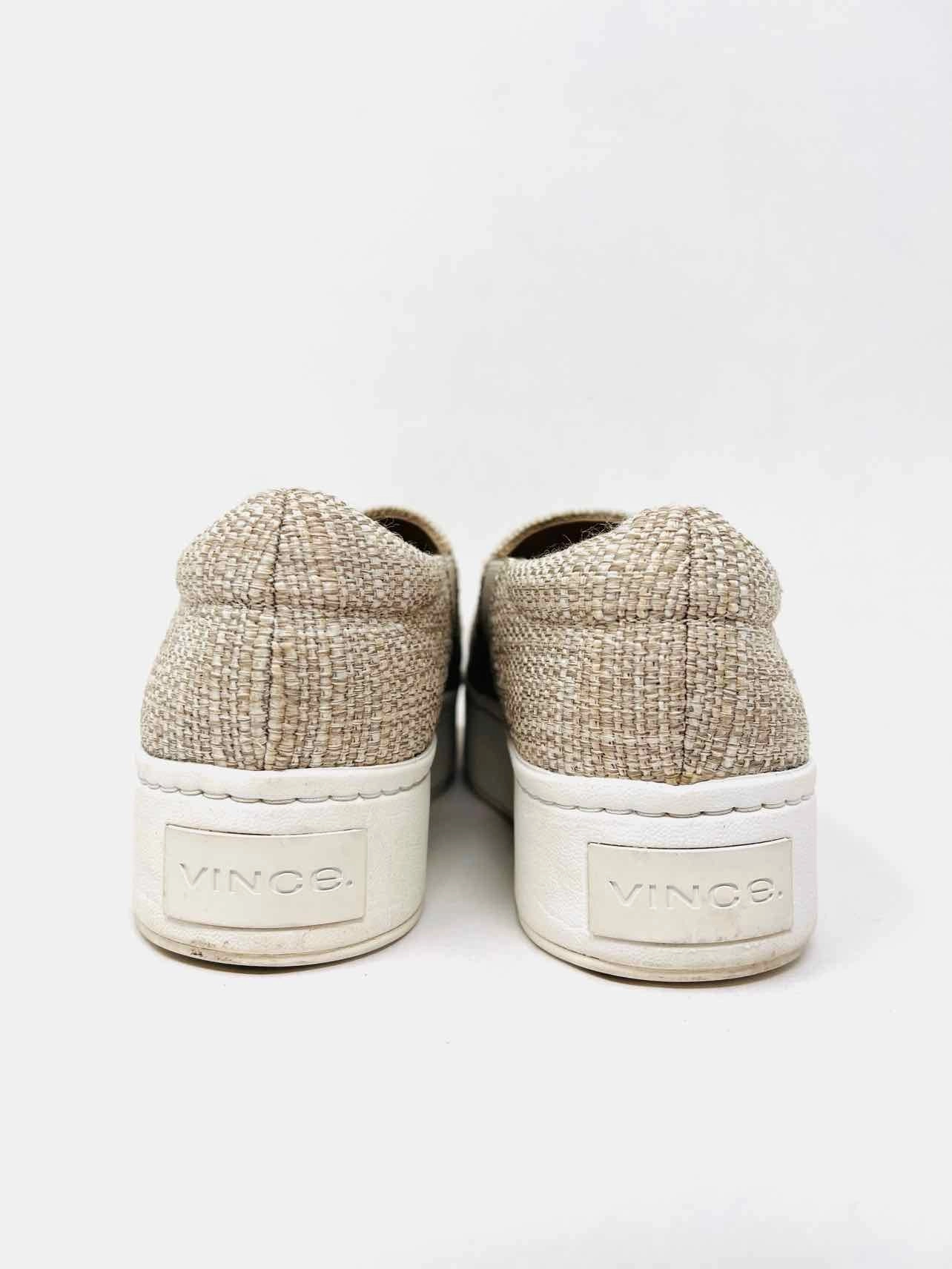 Vince Size 5 Beige/White Platform Slip-On Designer Sneakers