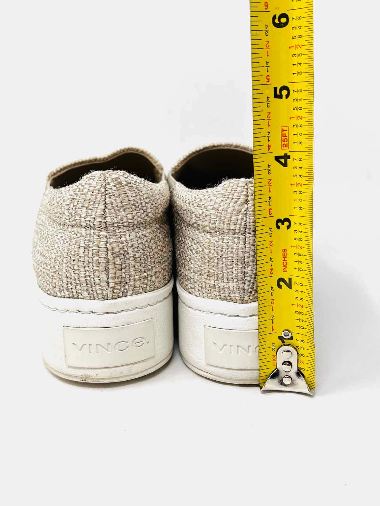 Vince Size 5 Beige/White Platform Slip-On Designer Sneakers