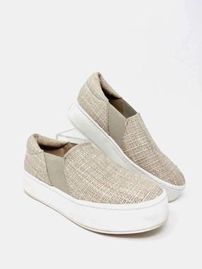 Vince Size 5 Beige/White Platform Slip-On Designer Sneakers