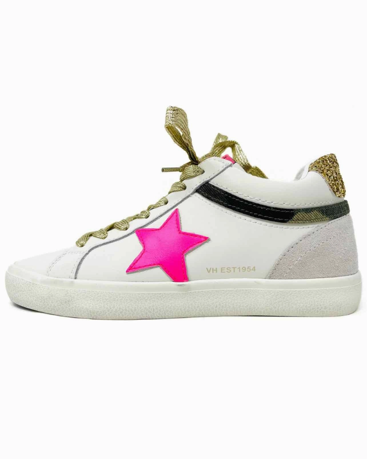 Vintage Havana Size 8 Wh/Pk/Gld Lace-Up Leather Shoes Sneakers