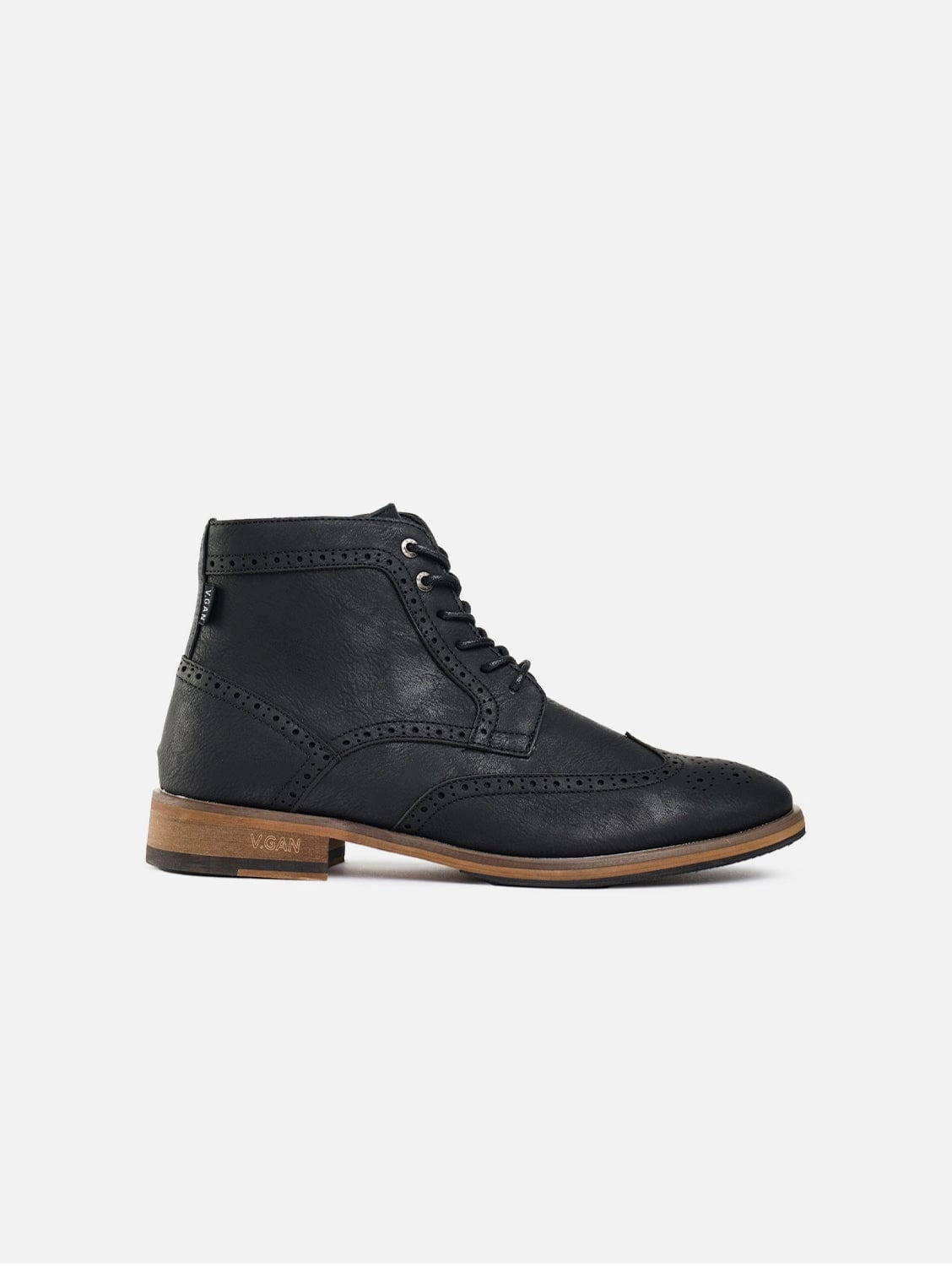 Wheat 2 Men's Vegan Leather Brogue Boots | Black