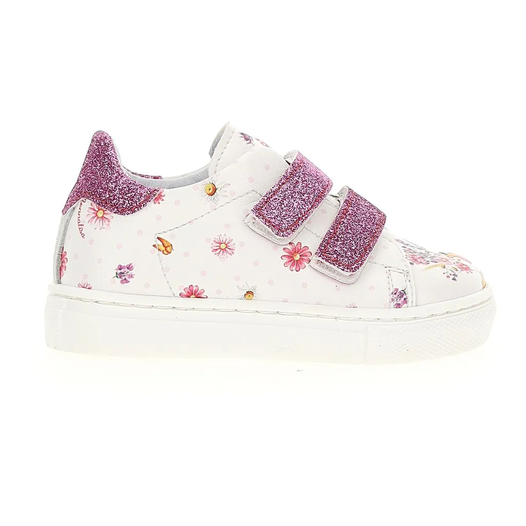 White & Pink Graphic Print Sneakers