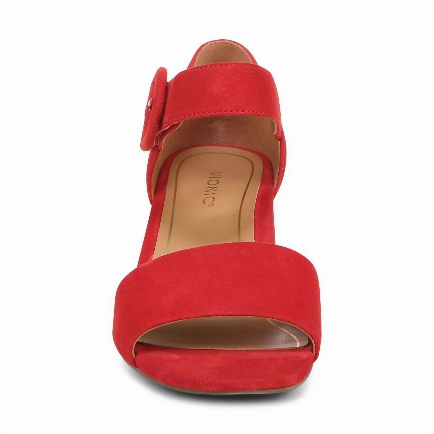 Women's Chardonnay Hook And Loop Pump Sandal In Red Suede Leather