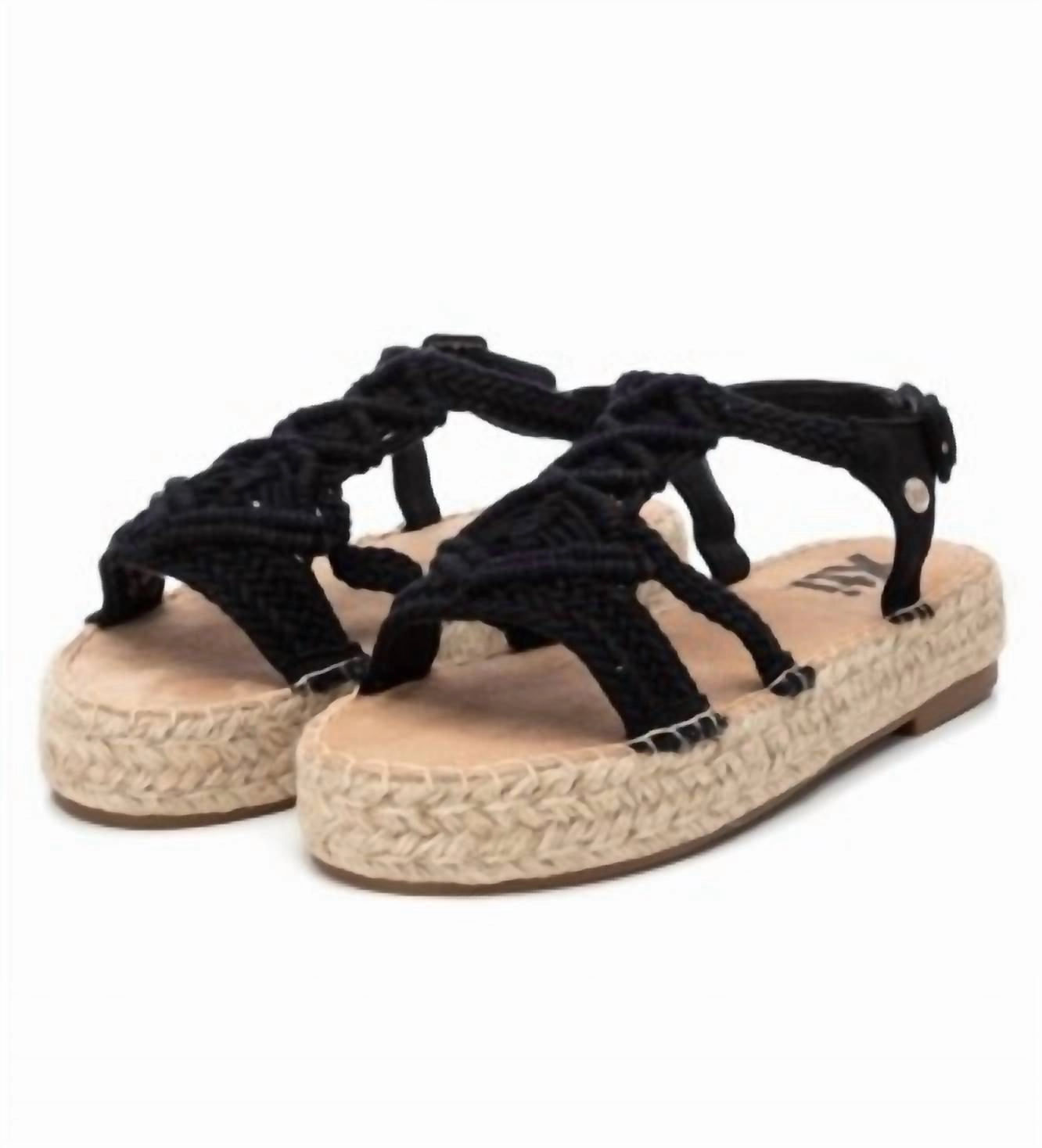Women's Crossed Macrame Sandals In Black