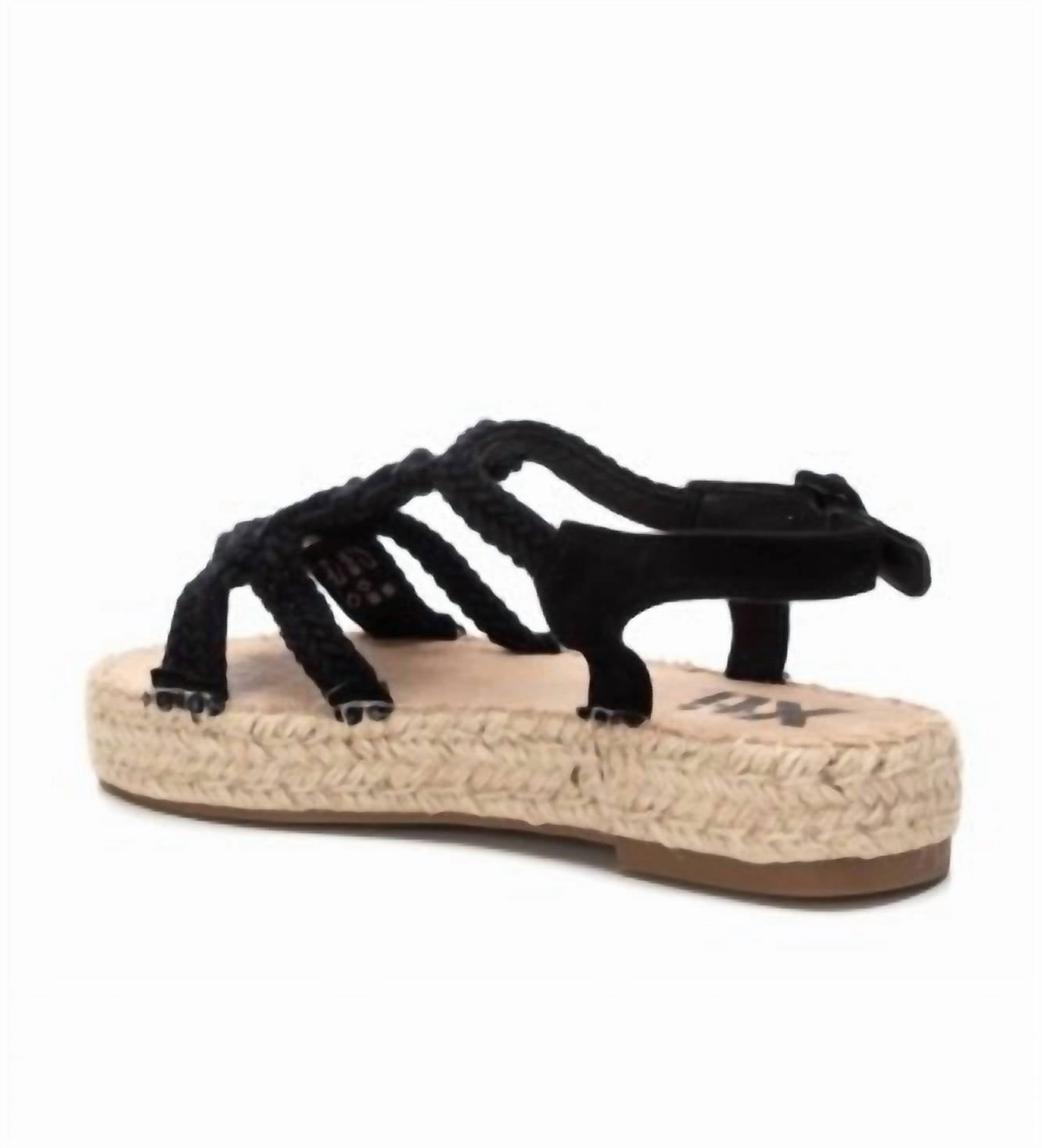 Women's Crossed Macrame Sandals In Black