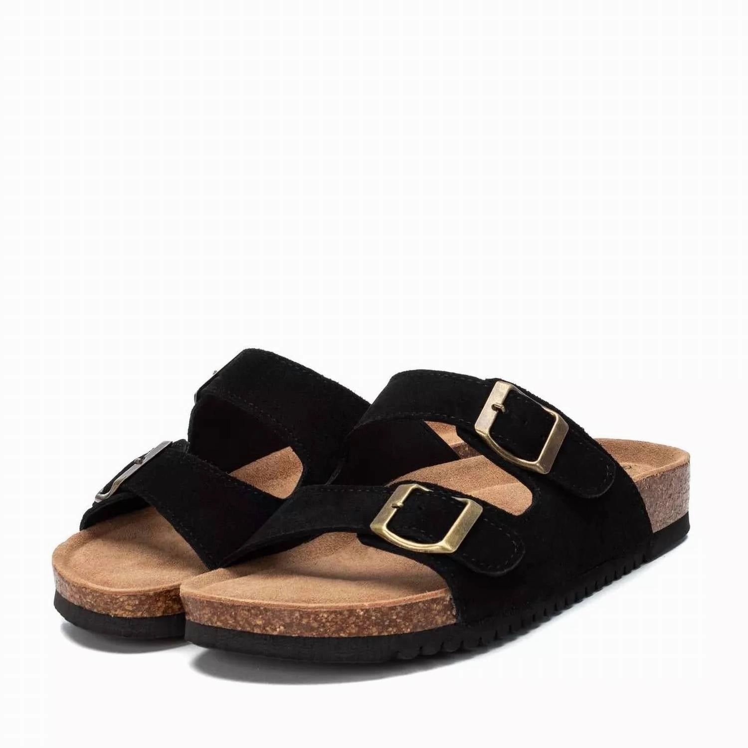 Women's Double Buckle Sandals In Black