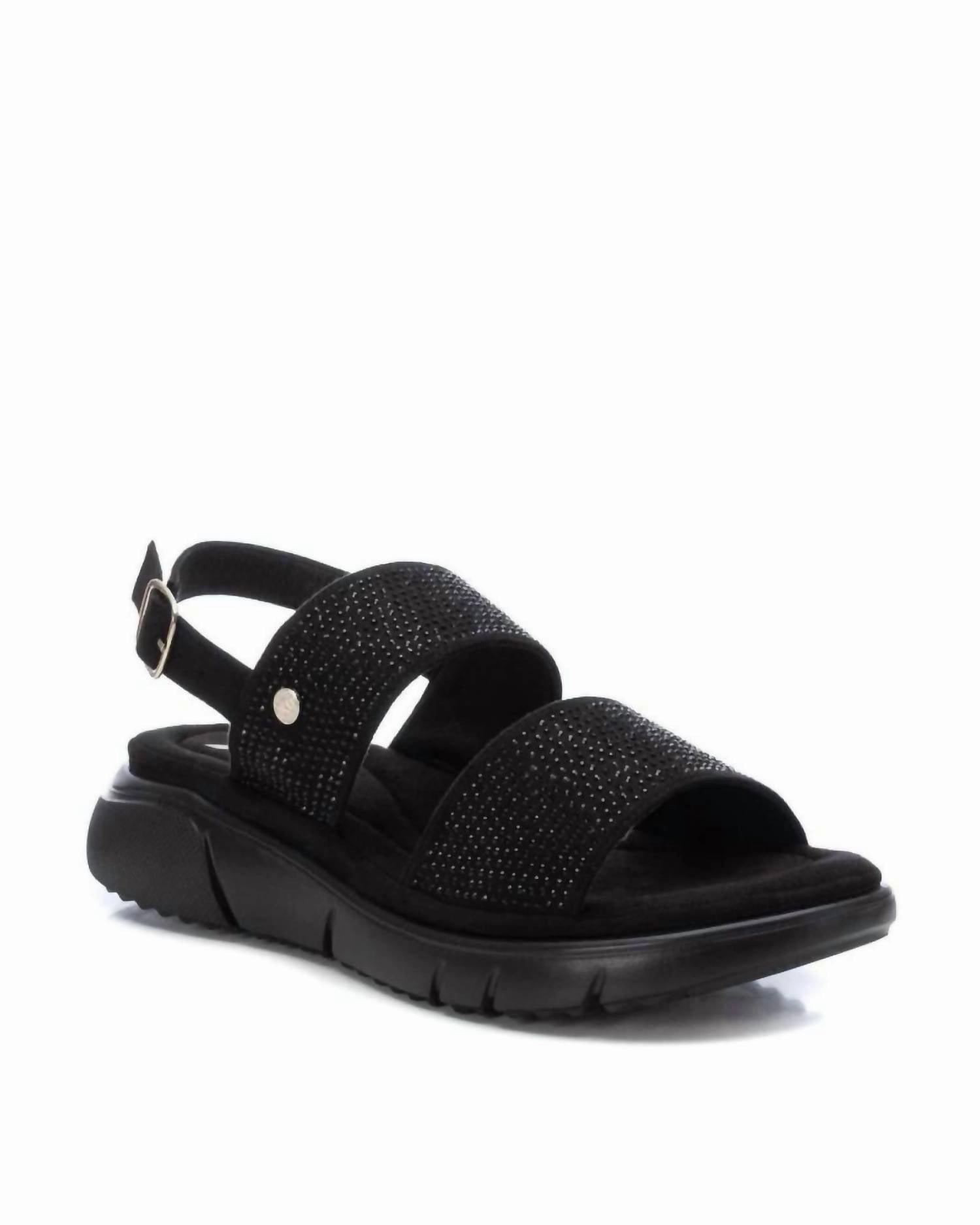 Women's Flat Suede Sandals In Black