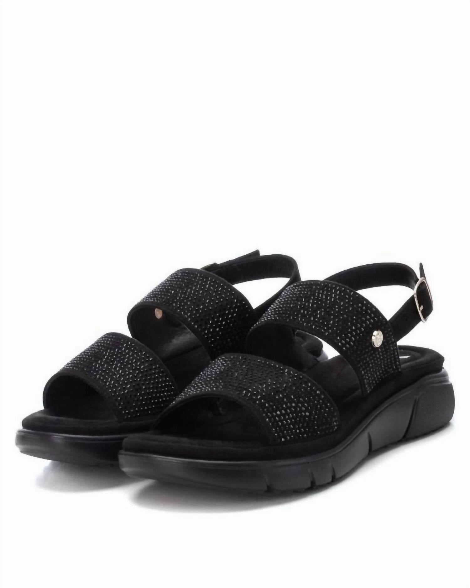 Women's Flat Suede Sandals In Black