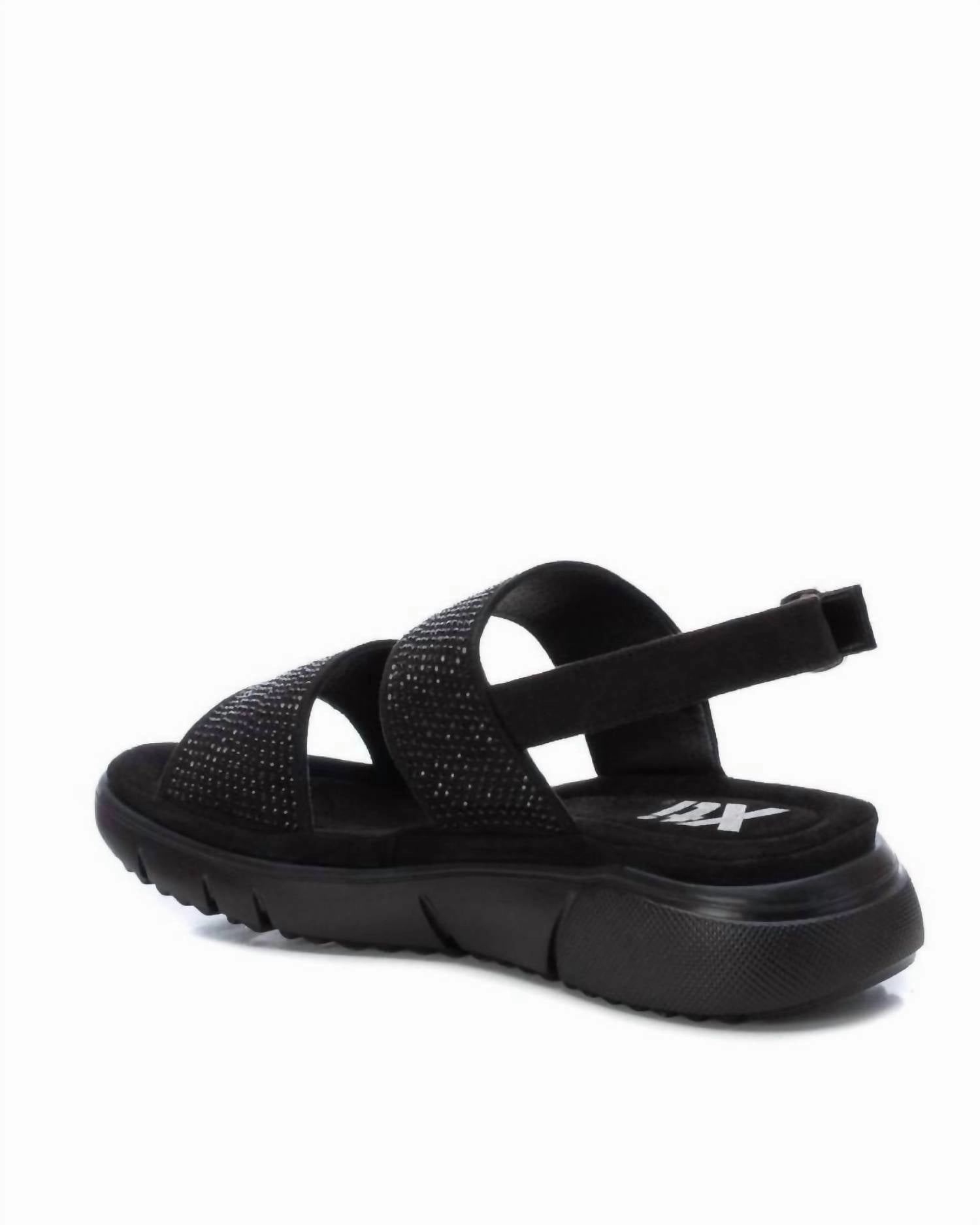 Women's Flat Suede Sandals In Black
