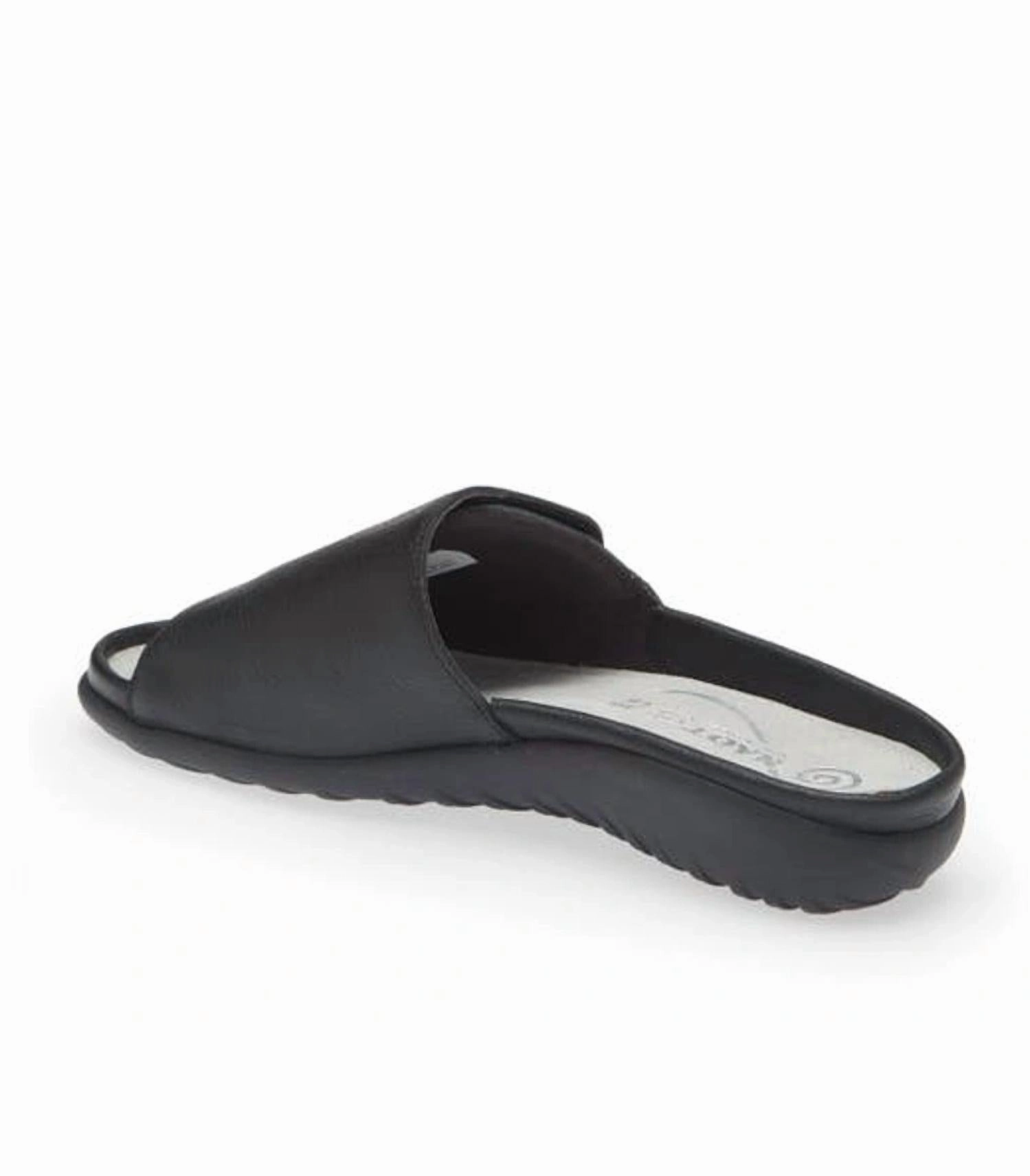 Women's Ipo Slide Sandal In Soft Black Leather/ Black Croc