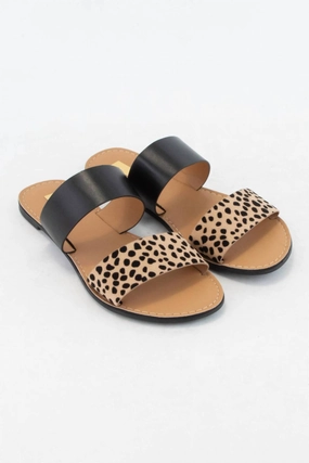 Women's Leopard Slide Sandal In Black Leopard