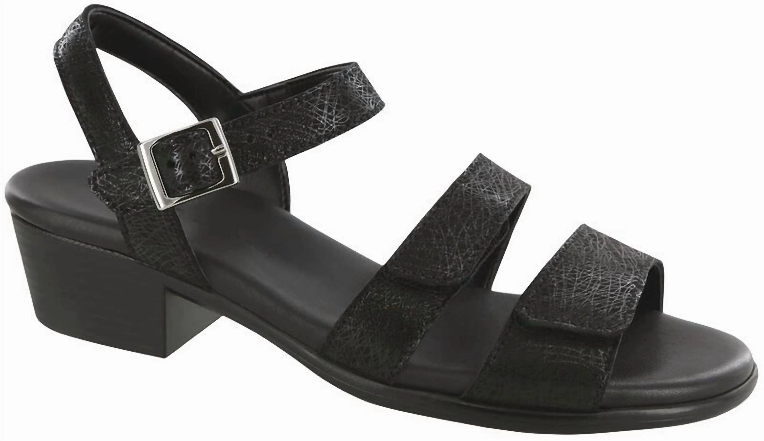 Women's Savanna Heel Strap Sandal In Web Black
