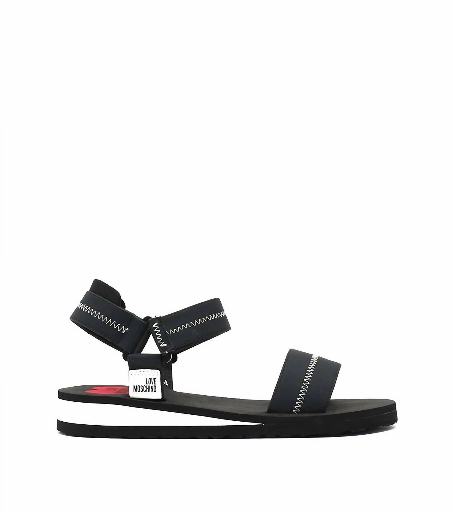 Women's Zig Zag Motive Sandals In Black
