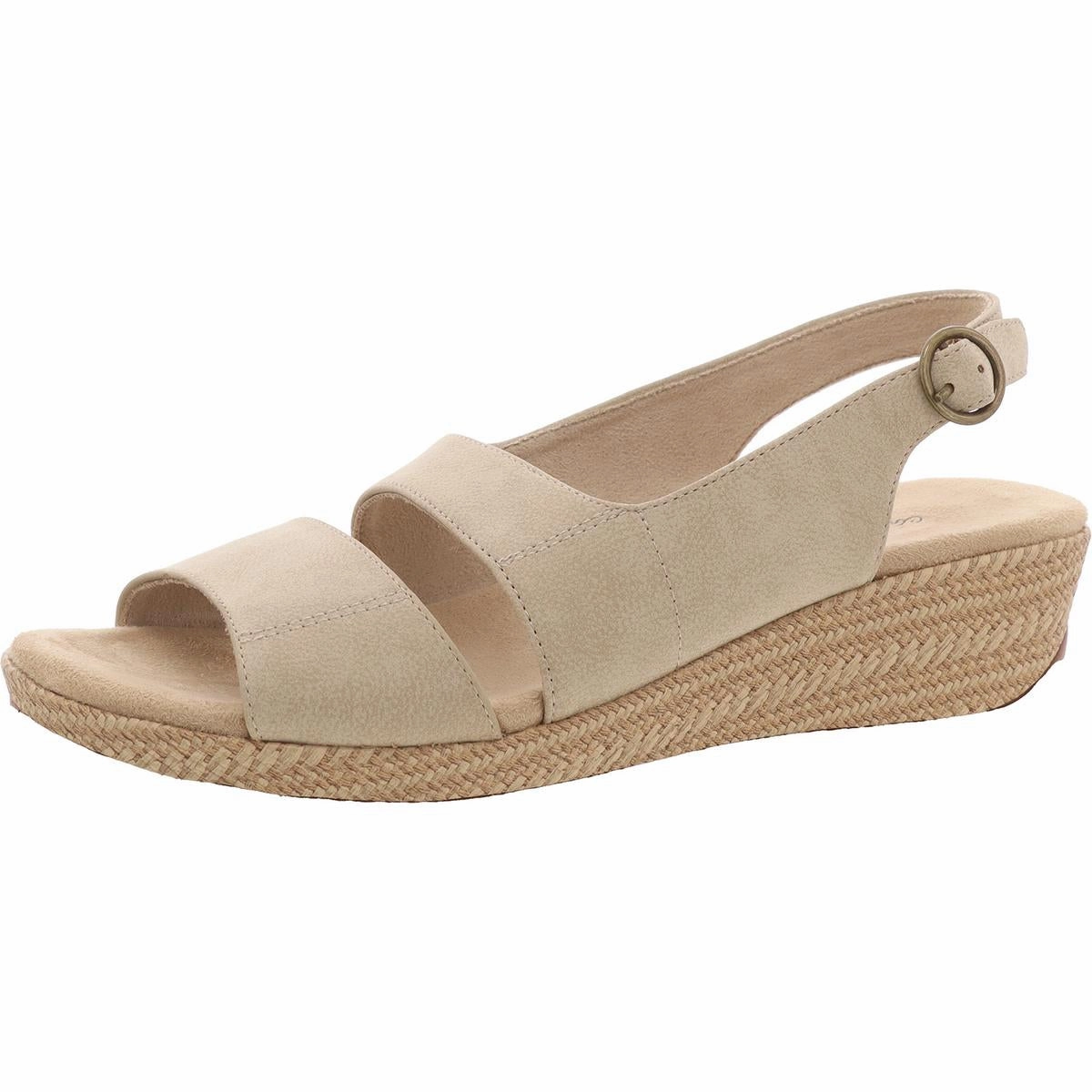 Womens Adjustable Faux Suede Wedge Sandals