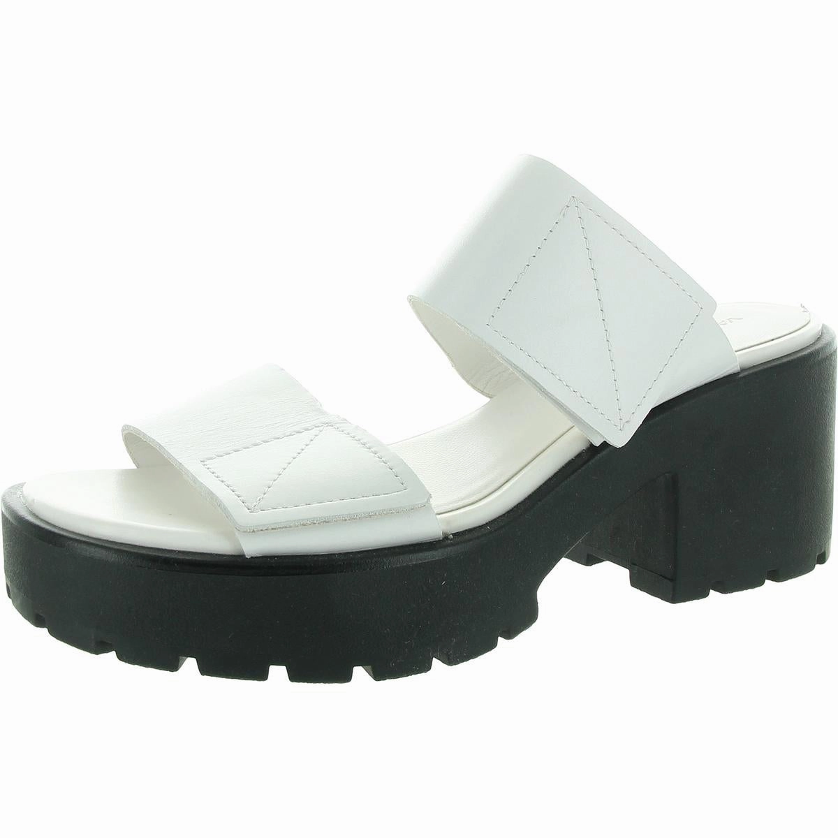Womens Adjustable Leather Block Heel