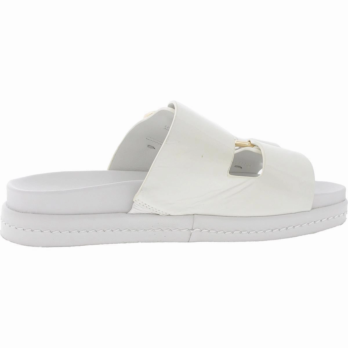 Womens Buckle Leather Slide Sandals