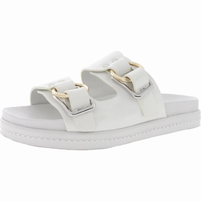 Womens Buckle Leather Slide Sandals
