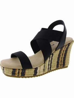 Womens Canvas Platform Wedge Sandals