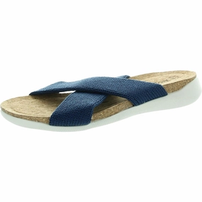 Womens Criss-Cross Knit Slide Sandals