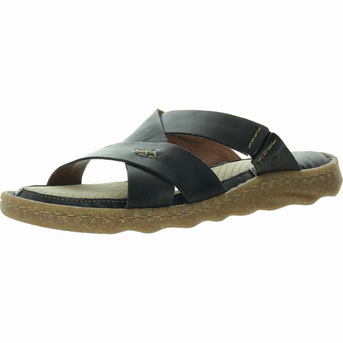 Womens Criss-Cross Leather Slide Sandals