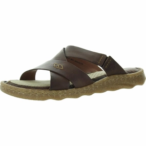 Womens Criss-Cross Leather Slide Sandals