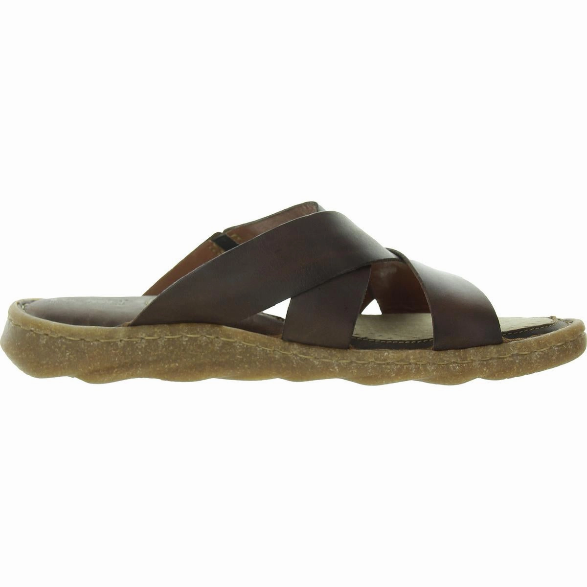 Womens Criss-Cross Leather Slide Sandals