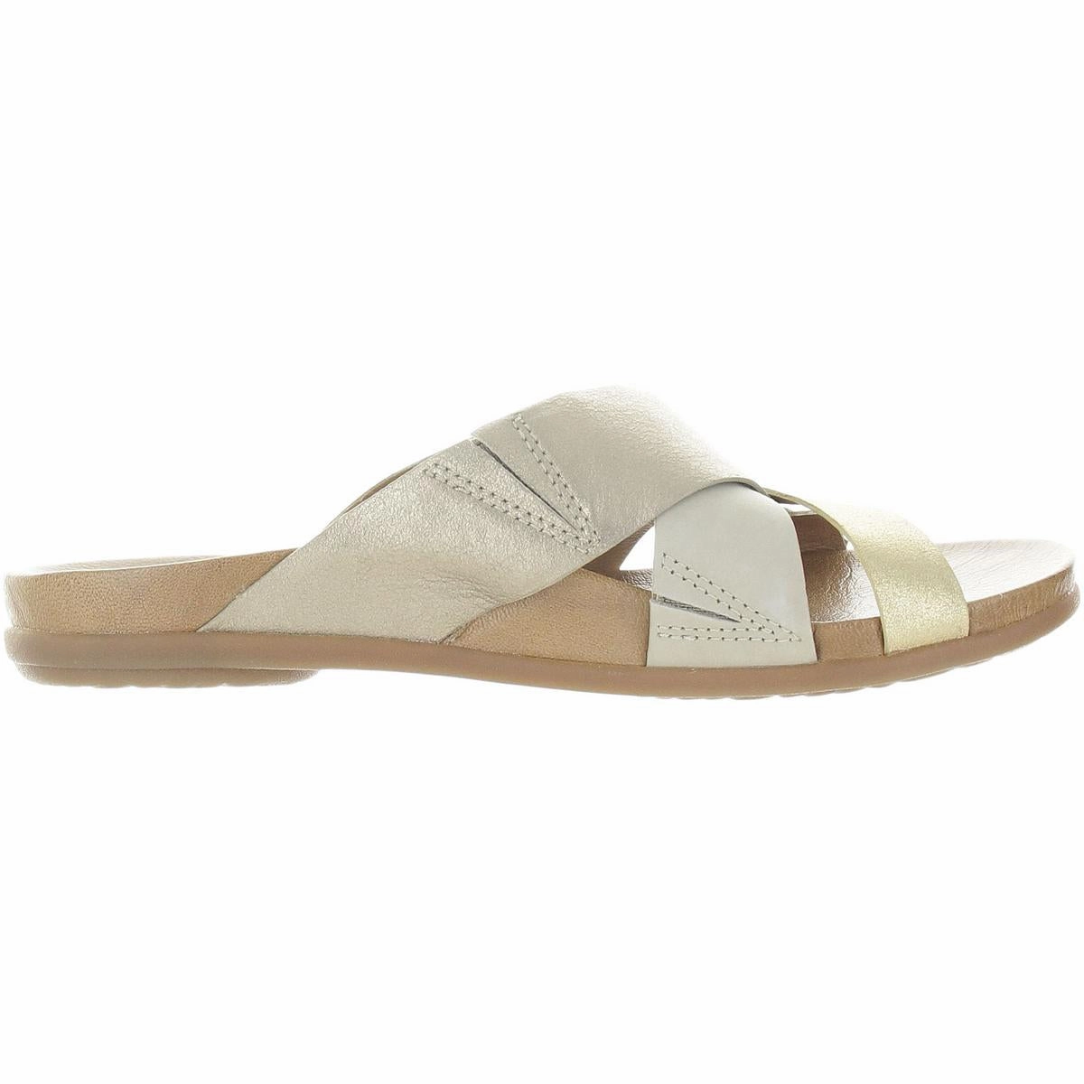 Womens Criss-Cross Leather Slide Sandals
