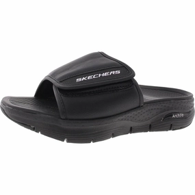 Womens Cushioned Footbed Faux Leather Slide Sandals