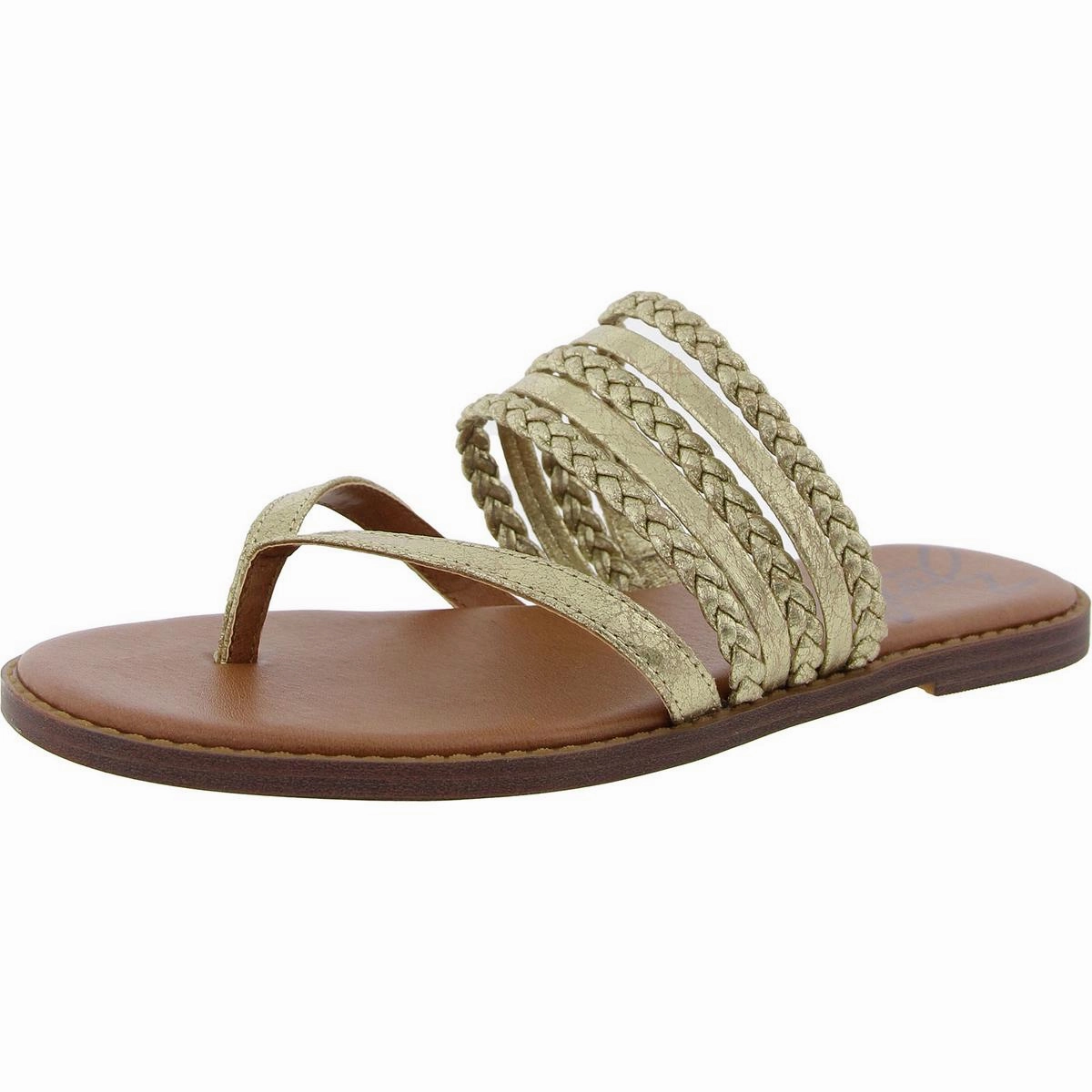 Womens Faux Leather Slip On Flatform Sandals