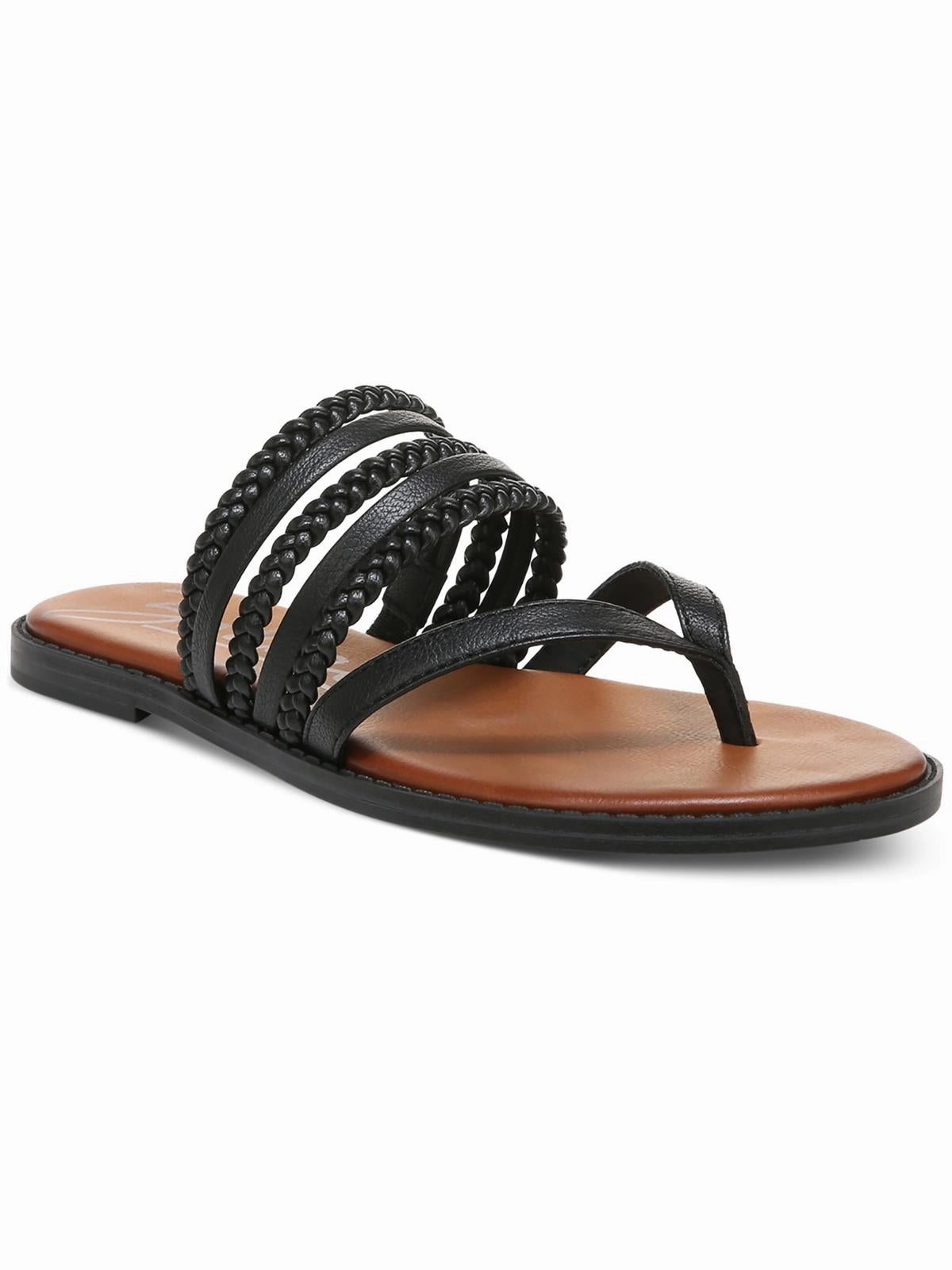 Womens Faux Leather Slip On Flatform Sandals