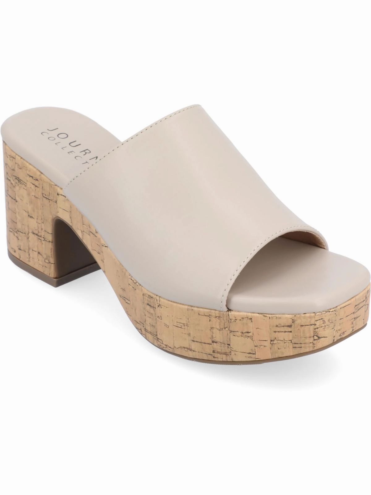 Womens Faux Leather Slip On Platform Sandals