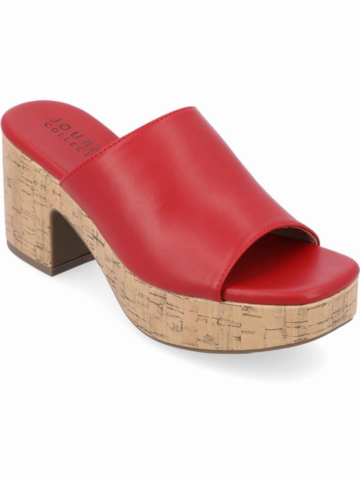 Womens Faux Leather Slip On Platform Sandals
