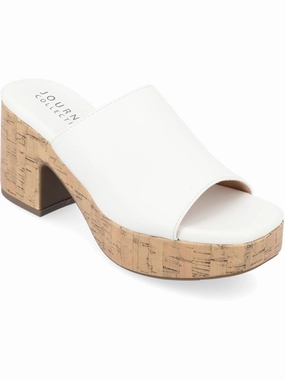 Womens Faux Leather Slip On Platform Sandals