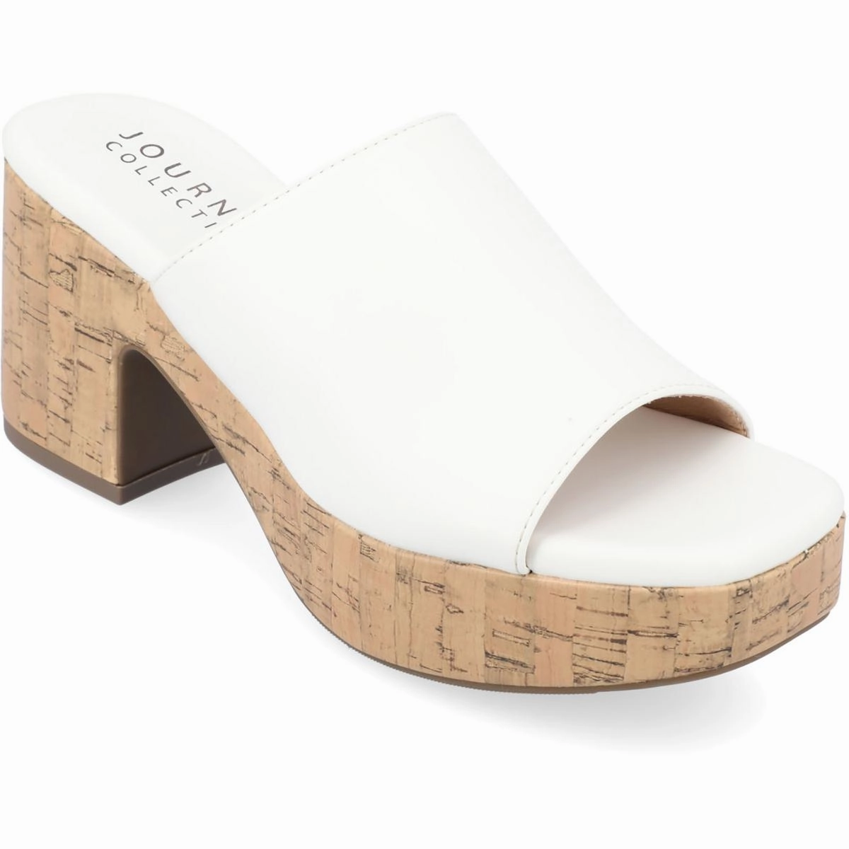 Womens Faux Leather Slip On Platform Sandals