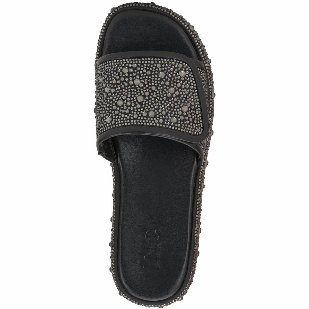 Womens Faux Leather Slip On Slide Sandals