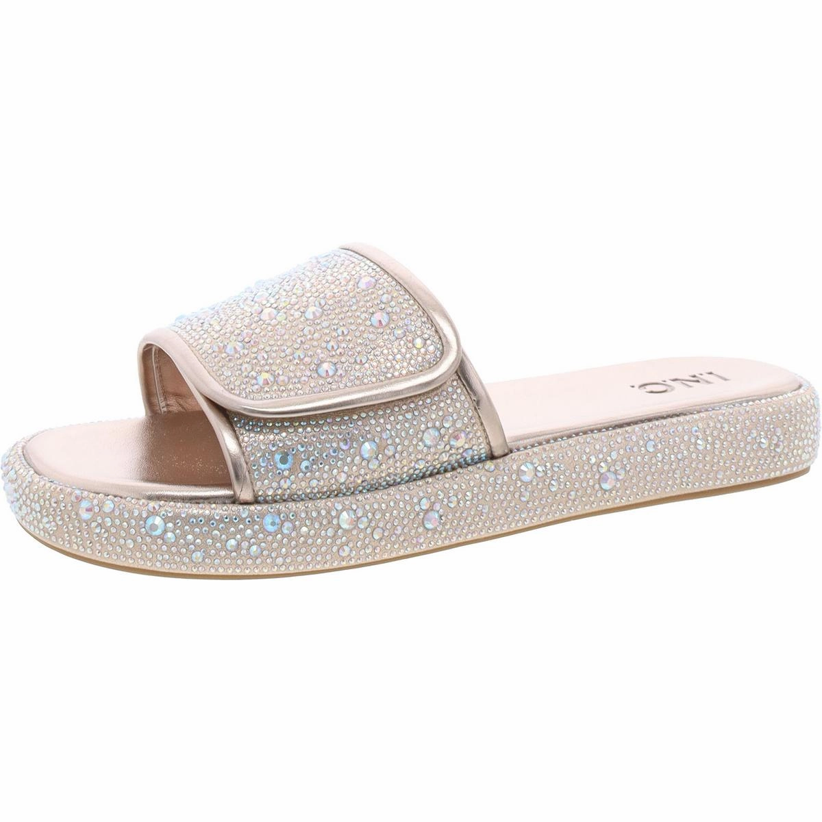 Womens Faux Leather Slip On Slide Sandals