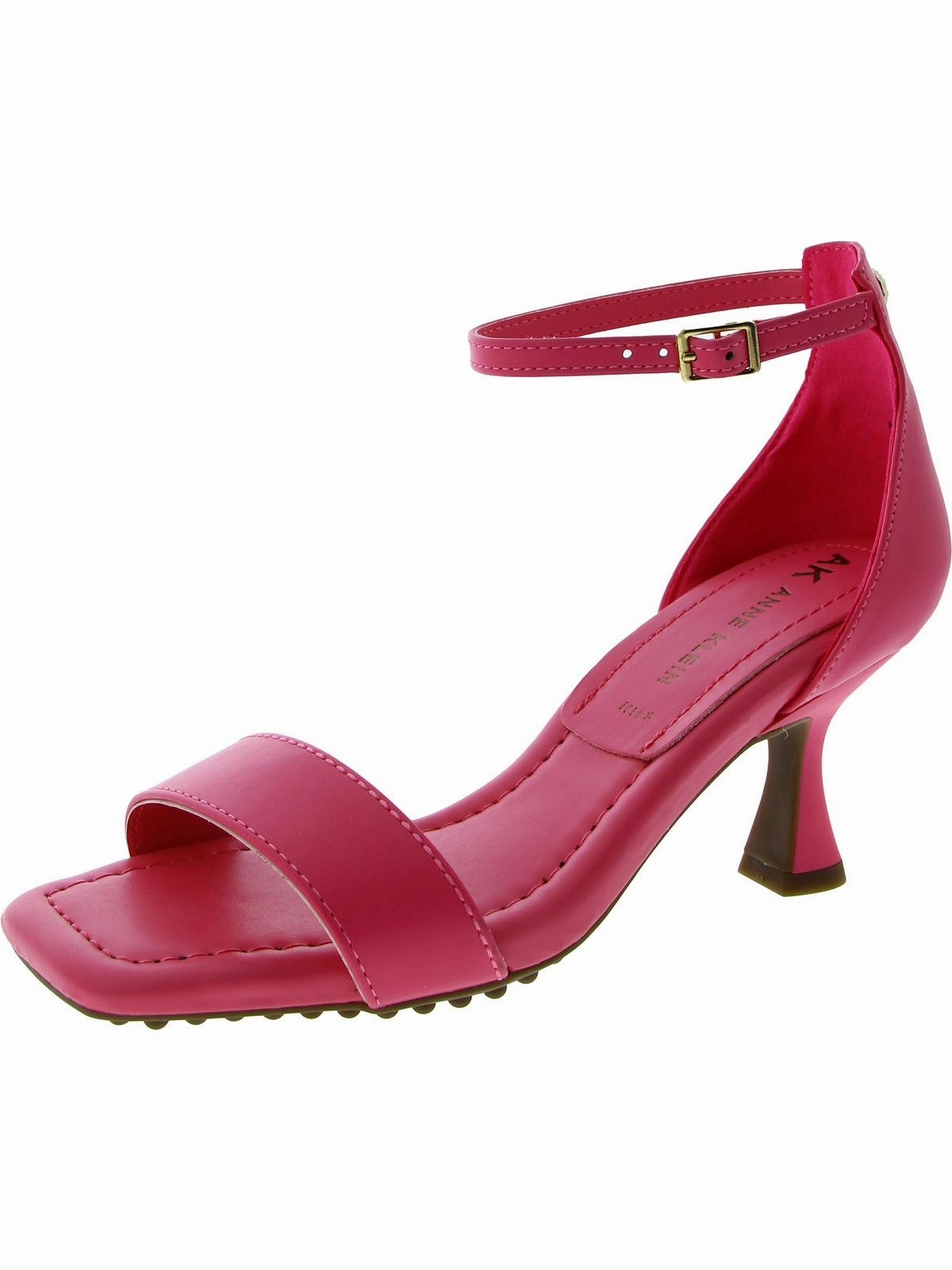 Womens Faux Leather Square Toe Heels