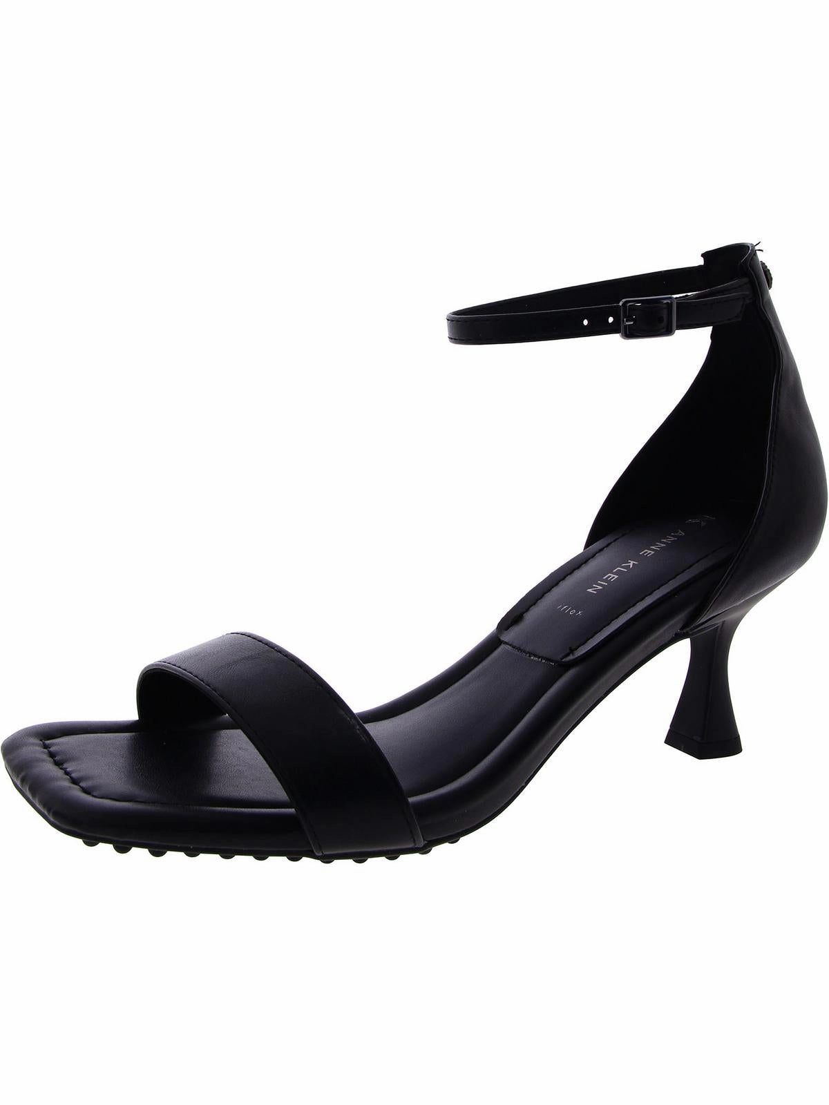 Womens Faux Leather Square Toe Heels