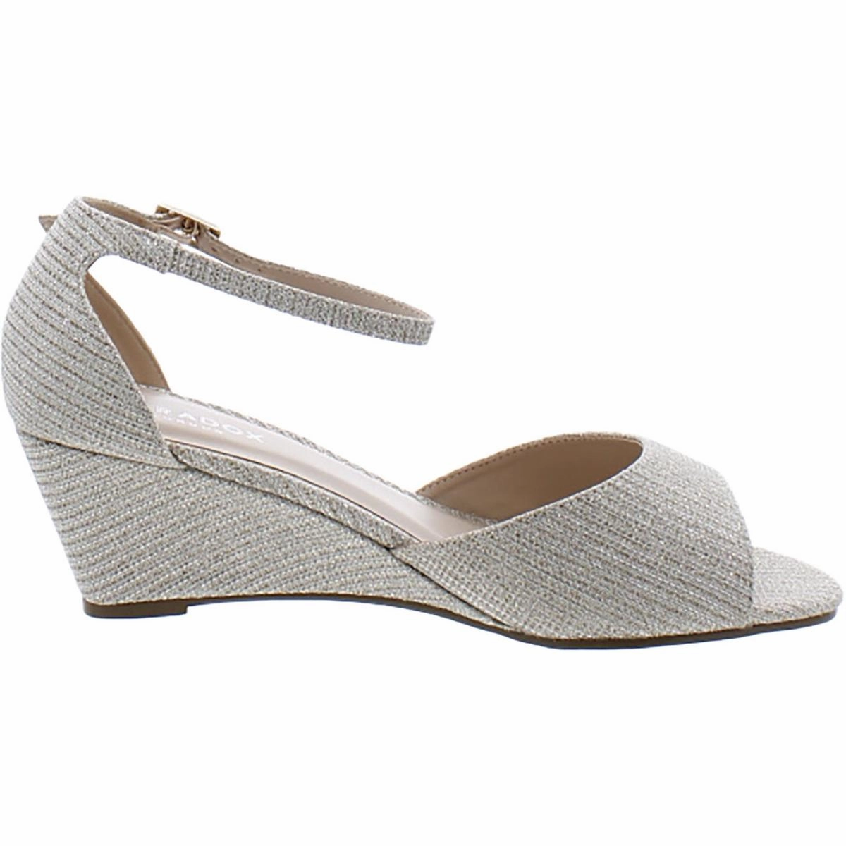 Womens Metallic Ankle Strap Wedge Sandals