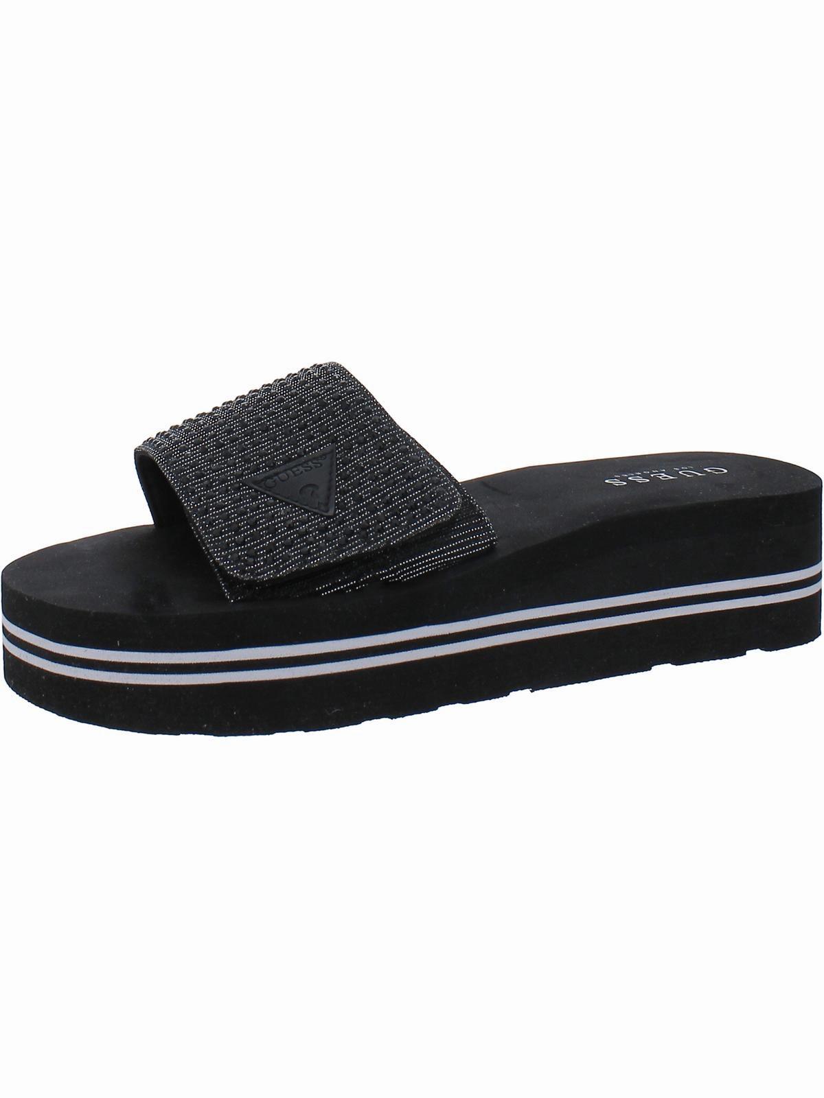 Womens Rhinestone Studded Slide Sandals