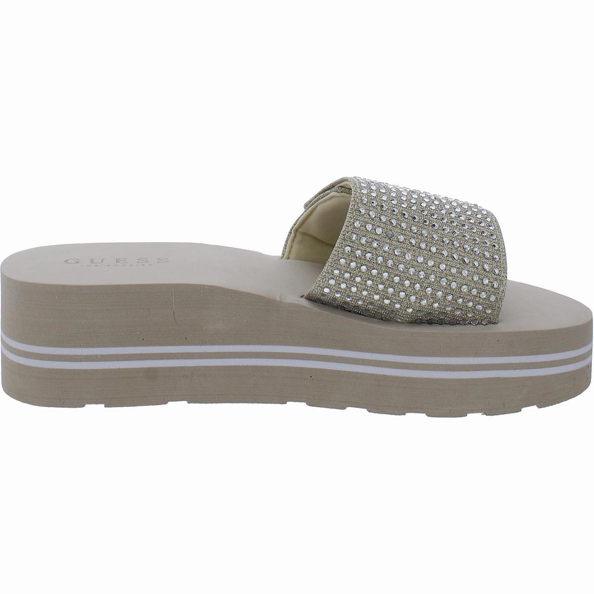 Womens Rhinestone Studded Slide Sandals