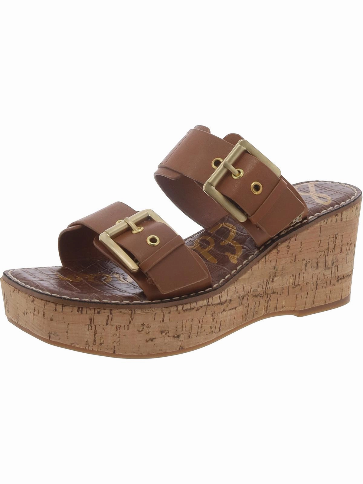 Womens Slip On Buckle Platform Sandals
