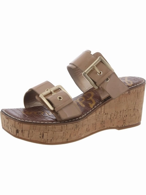 Womens Slip On Buckle Platform Sandals