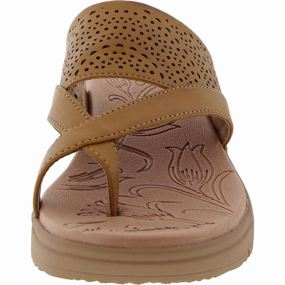 Womens Toe Loop Manmade Flatform Sandals