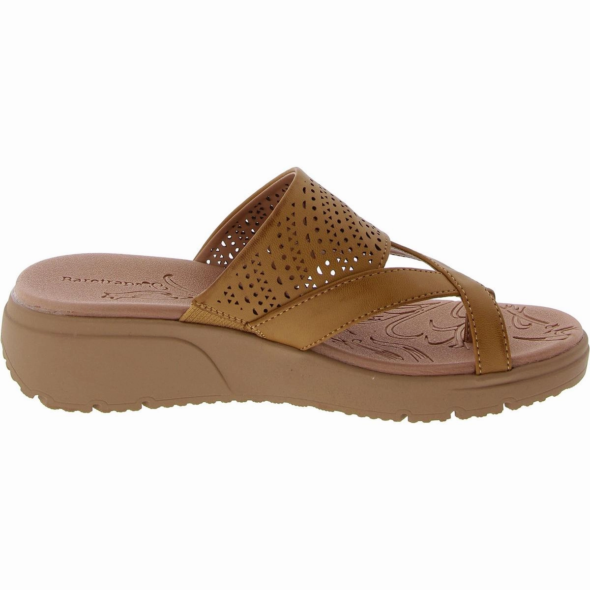 Womens Toe Loop Manmade Flatform Sandals