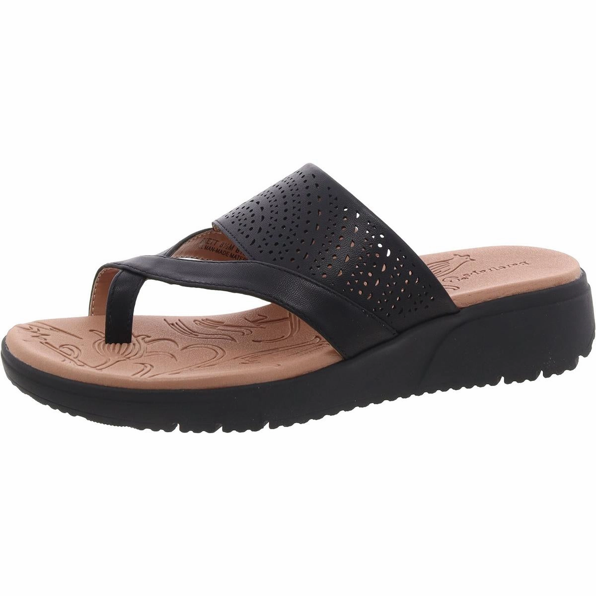 Womens Toe Loop Manmade Flatform Sandals
