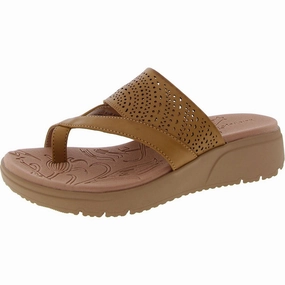 Womens Toe Loop Manmade Flatform Sandals