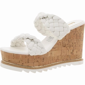 Womens Woven Faux Leather Platform Sandals