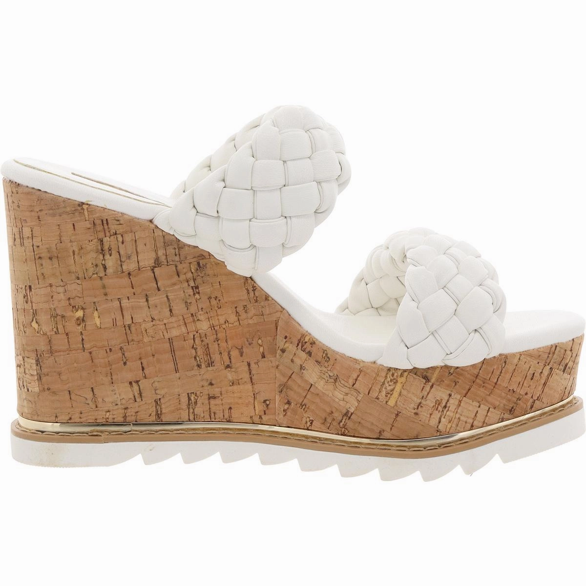Womens Woven Faux Leather Platform Sandals